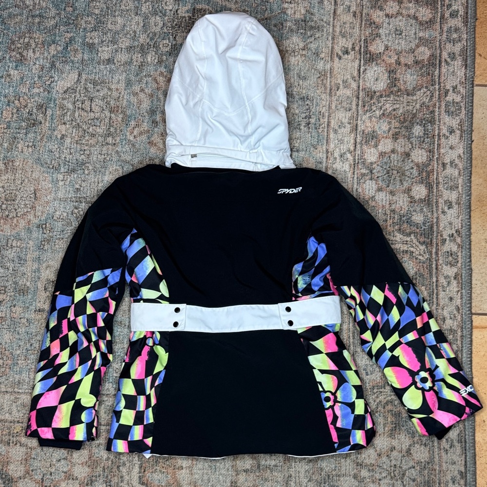 SPYDER Lola Ski Snowboarding Jacket Black & White with Colorful Accents - kid 12 - Picture 2 of 16